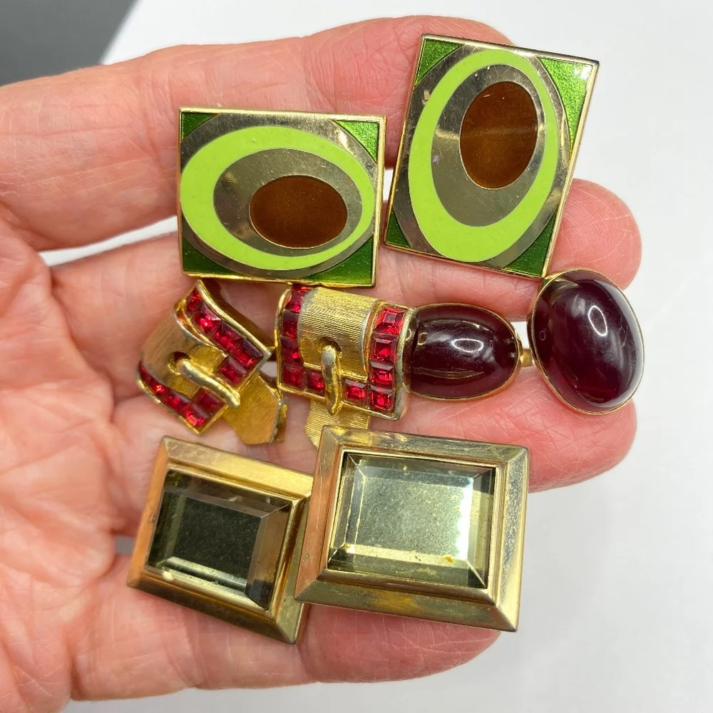 Gold Tone Cuff Links Bundle Of 4 Pairs Vintage Men's Unisex